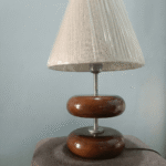 Table Lamp with Glass & Wooden Base | Elegant Night Light for Home & Room Decoration | Bedroom & Living Room Lighting | Multiple Designs - (Grey)