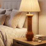Decorative Table Lamp, Wooden Base Shade Bedroom, Gameroom, Kids' Room Night Lamp (54 cm, White)